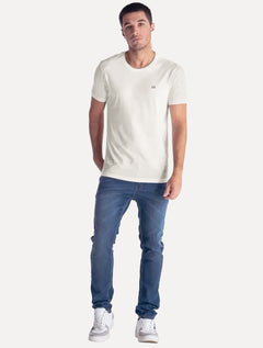 Camiseta King & Joe Masculina Slim Basic Black Small Logo Off-White