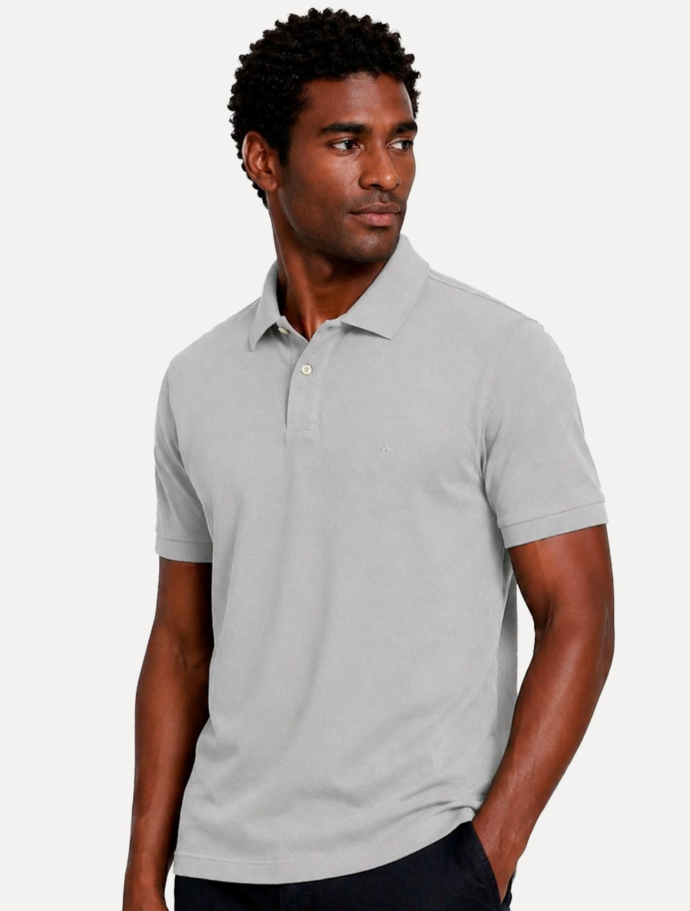 Polo Aramis Masculina Basic Piquet Mono Chumbo