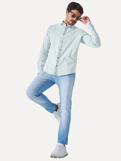 Camisa Reserva Masculina Casual Enxuto Jeans Azul Celeste