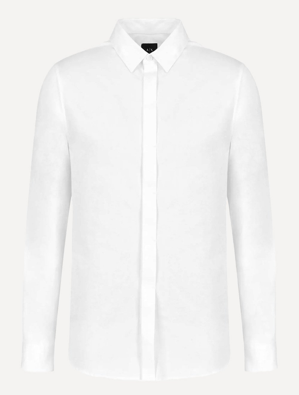 Camisa Armani Exchange Masculina Slim Fit Hidden Button Mono Logo Branca