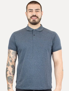 Polo Dixen Masculina Piquet Gola Lisa Azul Marinho Mescla
