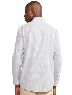 Camisa Aramis Masculina Regular Tricoline Micro Grid Xadrez Azul Preta Branca