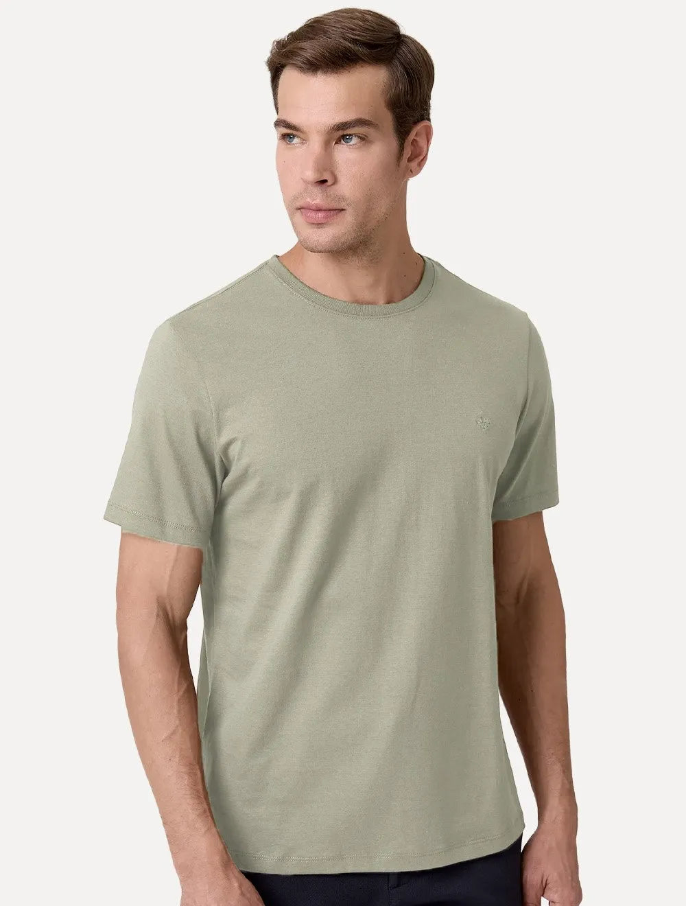 Camiseta Dudalina Masculina Essentials Mono Logo Verde Claro