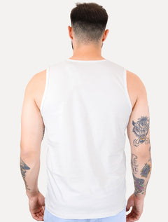 Regata Calvin Klein Jeans Masculina Front Logo Neck Stripe Branca