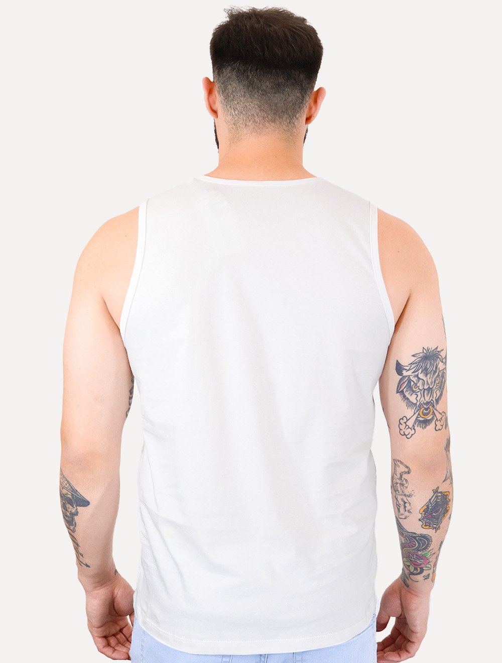 Regata Calvin Klein Jeans Masculina Front Logo Neck Stripe Branca