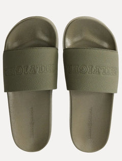 Chinelo Tommy Hilfiger Print Tumble Pool Slide Verde Militar