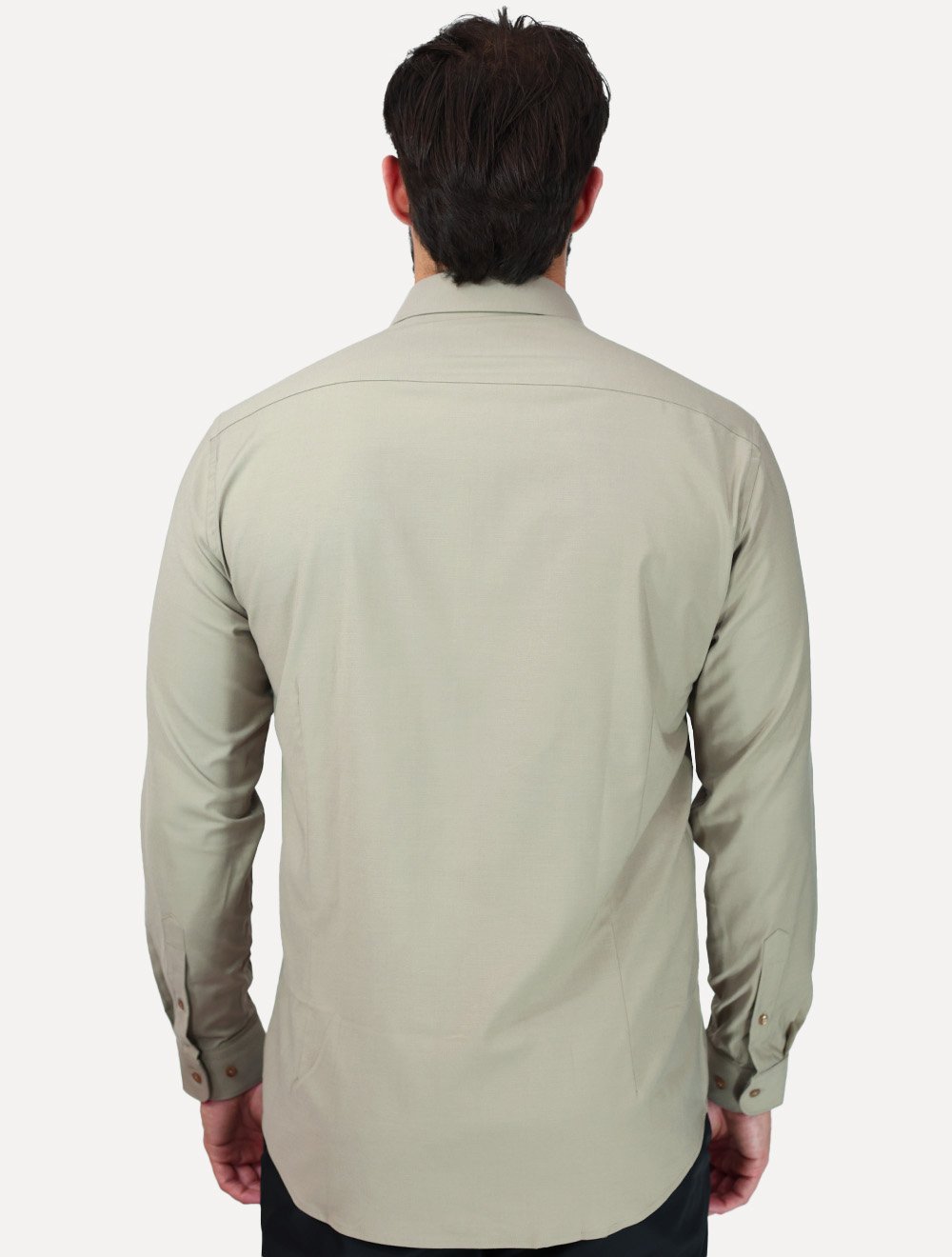 Camisa Aramis Masculina Slim Stretch Poliviscose de Bambu Fendi Caqui