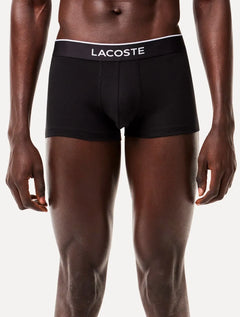 Cueca Lacoste Trunk Boxer Jersey Croco Print Branca Preta Cinza Pack 3UN