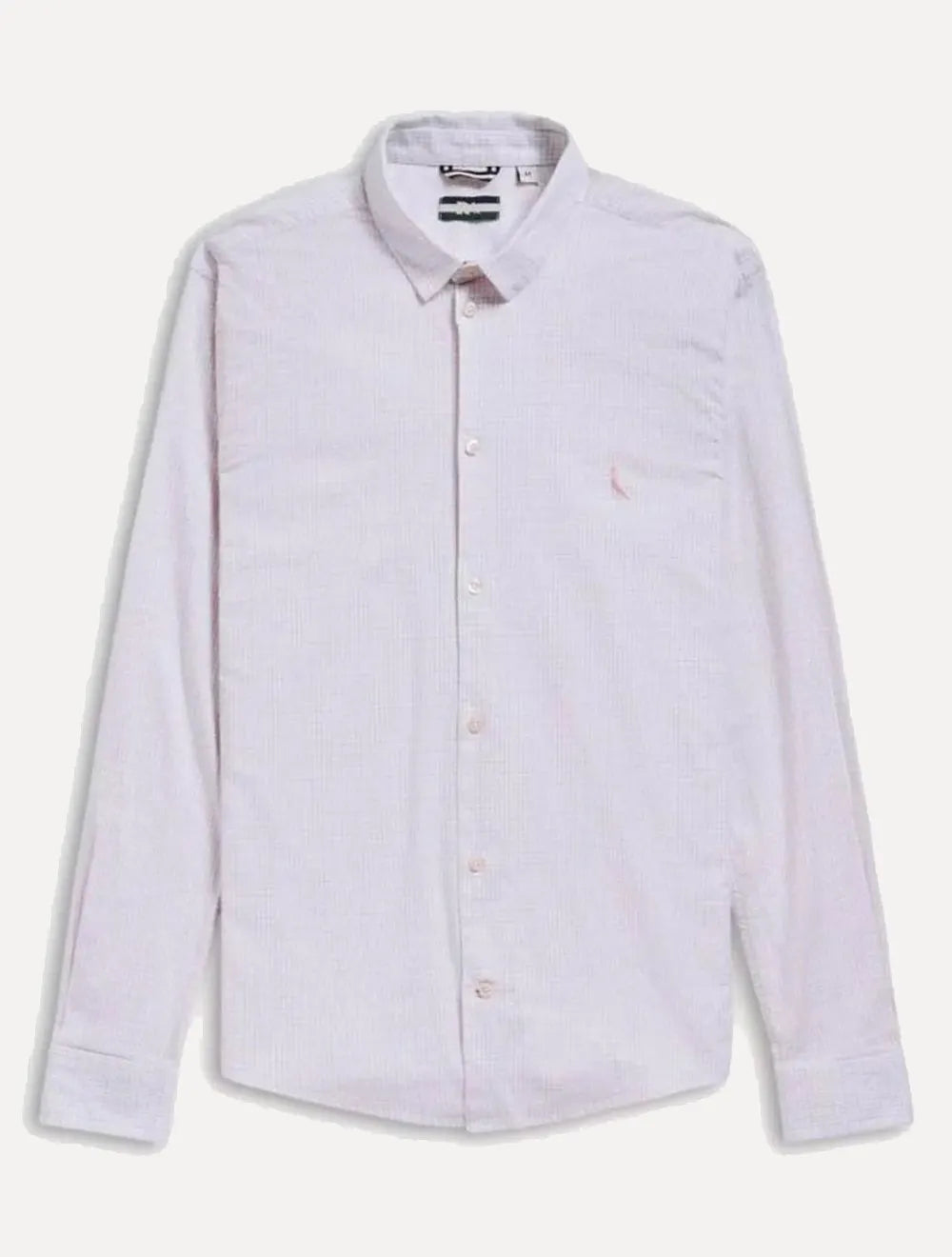 Camisa Reserva Masculina Office Enxuto Grid Duplo Rosa Lotus