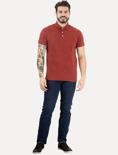 Polo John John Masculina New Simple Light Button Vermelha