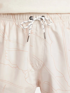 Short Aramis Masculino D'Água Estampado Traços Cáqui Claro