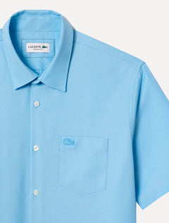 Camisa Lacoste Masculina Manga Curta Regular Solid Pocket Azul Claro