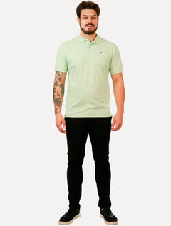 Polo Tommy Jeans Masculina Piquet Regular Placket Verde Claro