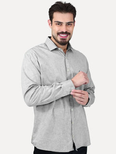 Camisa Dudalina Masculina Comfort Superfine Cotton Melange Cinza Medio