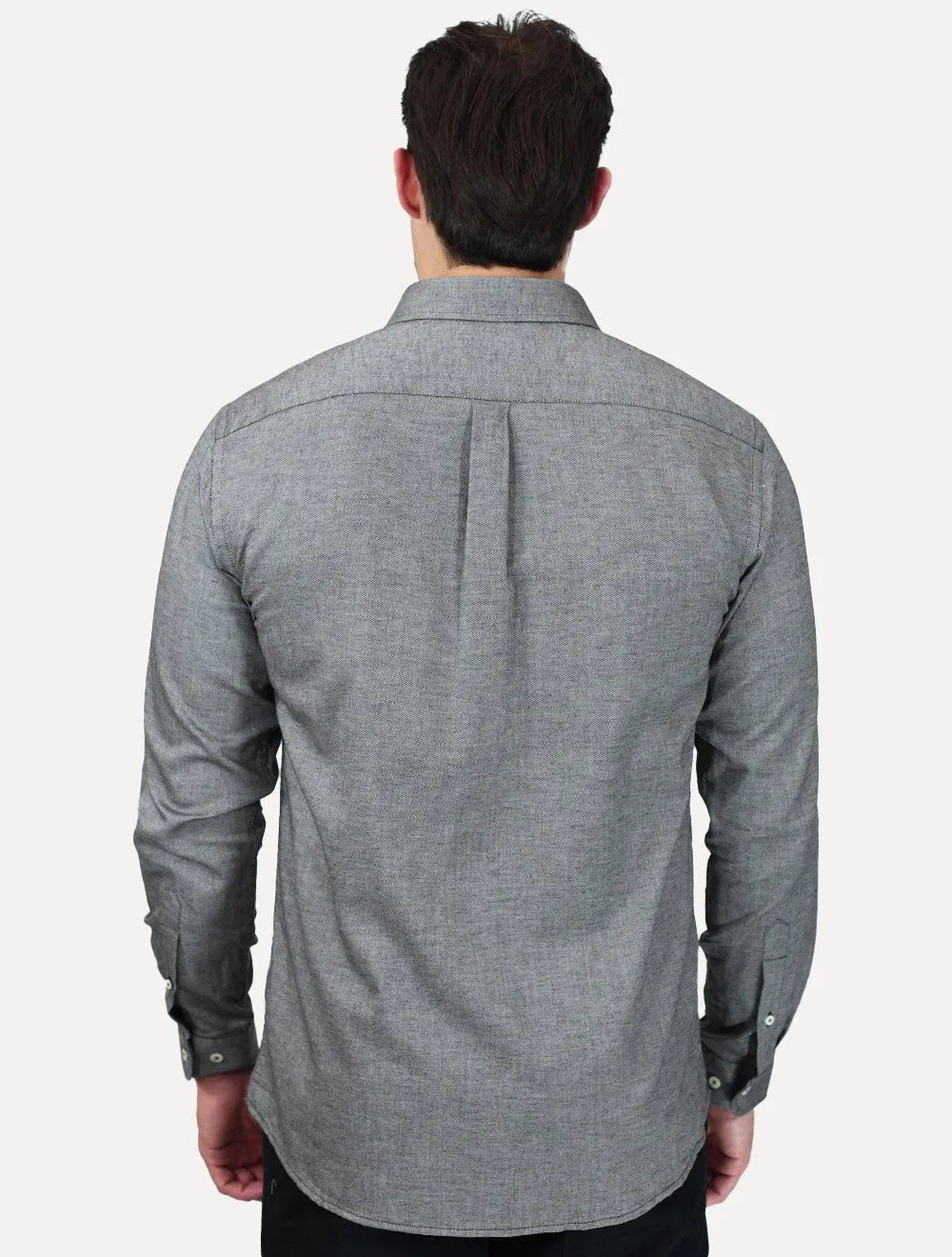 Camisa Dudalina Masculina Slim Fit Superfine Cotton Cinza Escuro Mescla