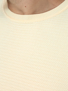 Tricô Dixen Manga Curta Gola Careca Creme