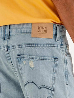 Bermuda King & Joe Jeans Masculina Slim Desgaste Blue Clara