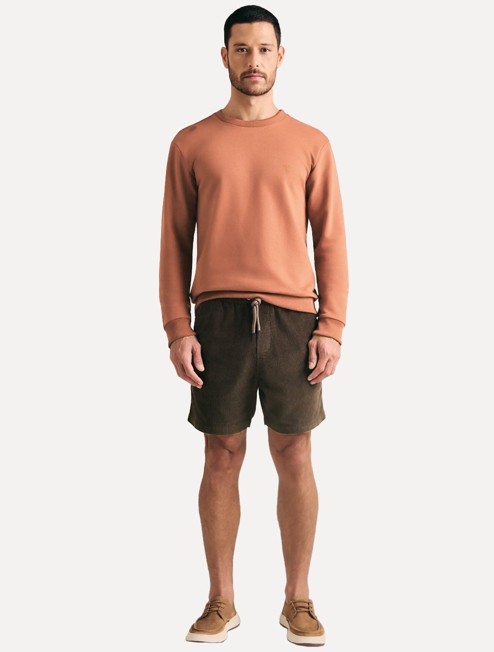 Bermuda Reserva Masculina Elástico Cotelê Marrom