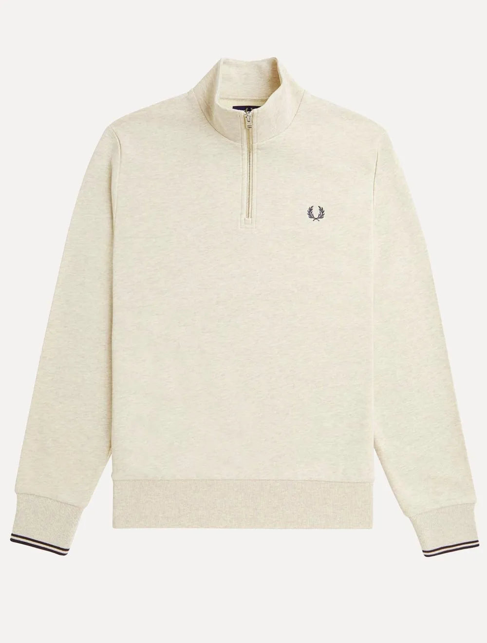 Blusa Fred Perry Moletom Masculina Regular Half Zip Off-White Mescla