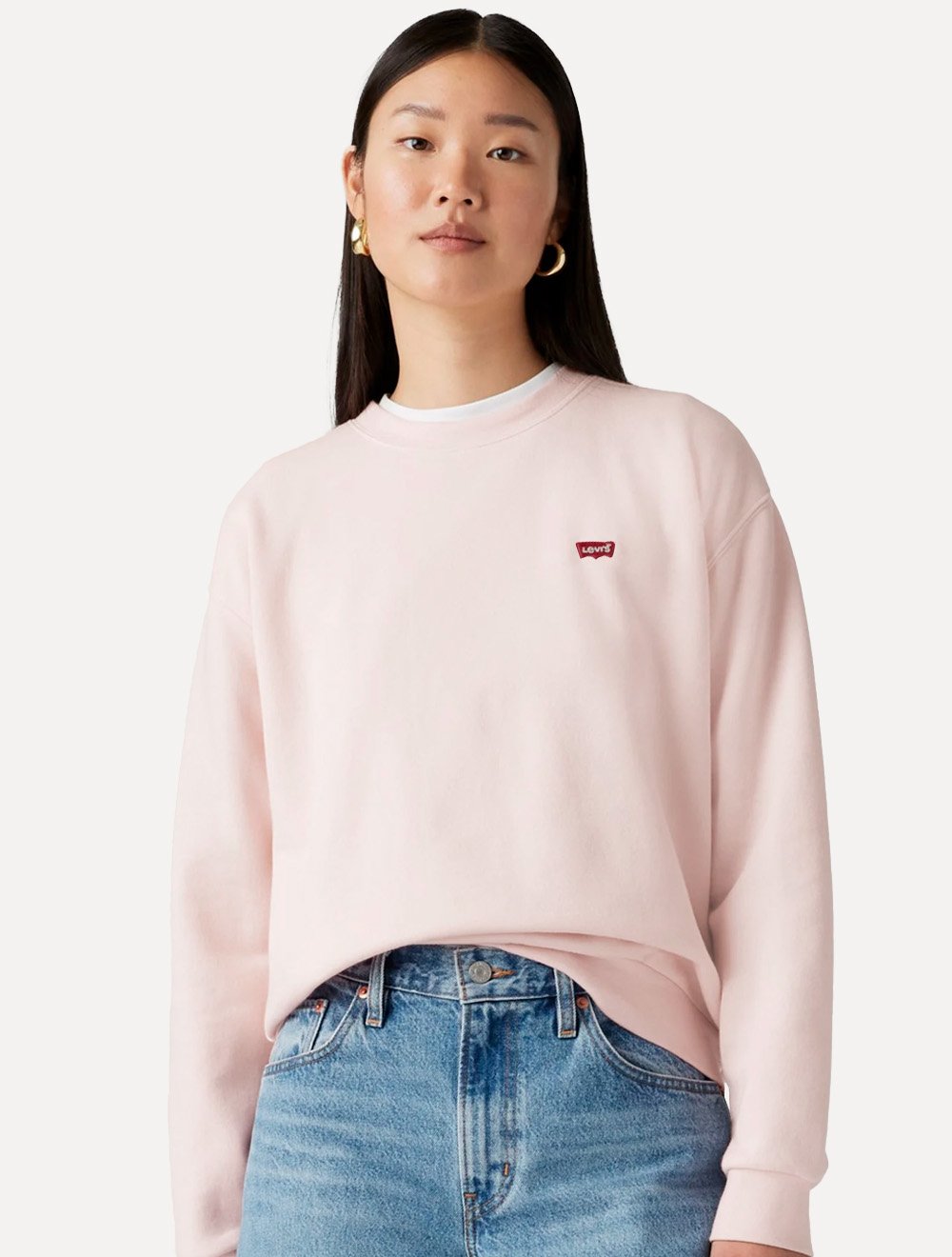 Moletom Levis Feminino Crewneck Original Housemark Rosa Claro