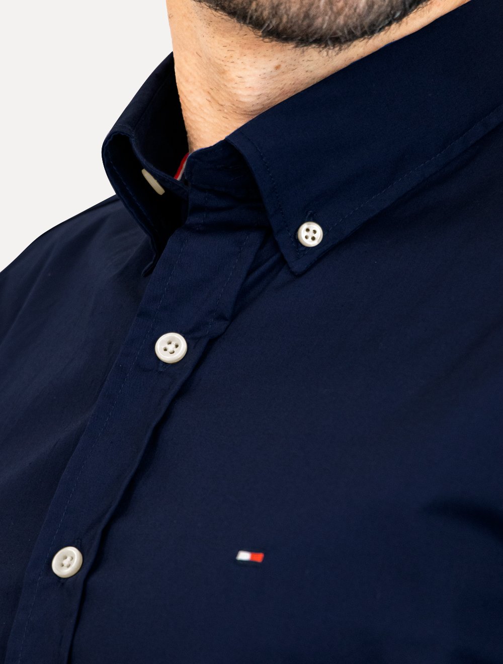 Kit Camisas Masculinas Tommy Hilfiger | Regular Core Flex Poplin Azul Marinho/Azul Claro 2 UN