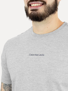 Camiseta Calvin Klein Jeans Masculina Institutional Navy New Logo Cinza Mescla