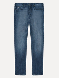 Calça Jeans Empório Armani Masculina J06 Slim Fit Stripe Azul Médio