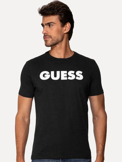 Camiseta Guess Masculina Silk Rubber Logo Preta