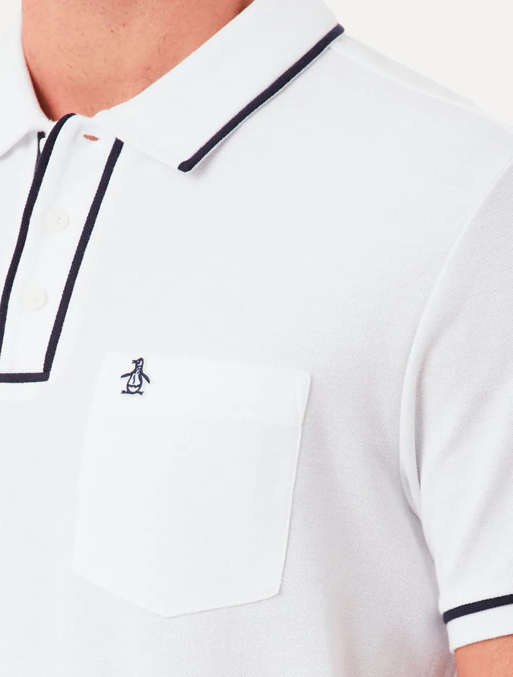 Polo Original Penguin Masculina Piquet Lisa Friso Original Branca