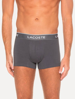 Cueca Lacoste Trunk Boxer Lettered Waist Cinza Pack 3UN