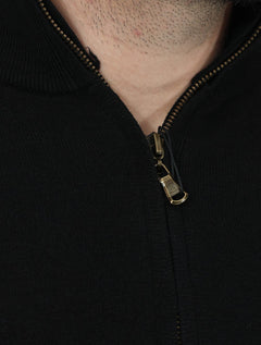 Suéter Dixen Masculina Tricot Manga Longa com Ziper Frontal Preta