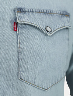 Camisa Jeans Levis Masculina Barstow Western Azul Claro