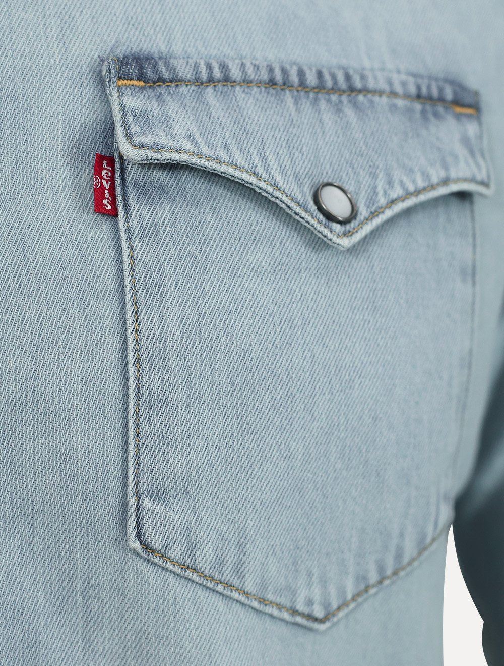 Camisa Jeans Levis Masculina Barstow Western Azul Claro