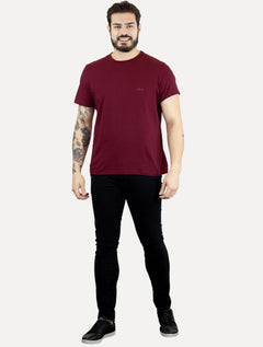Camiseta Ellus Masculina Cotton Fine Duocolor Classic Bordô