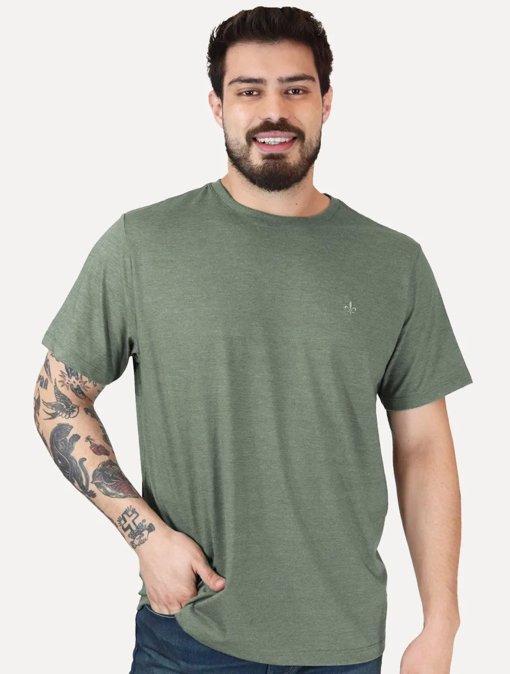 Camiseta Dudalina Masculina Regular Mono Icon Verde Médio
