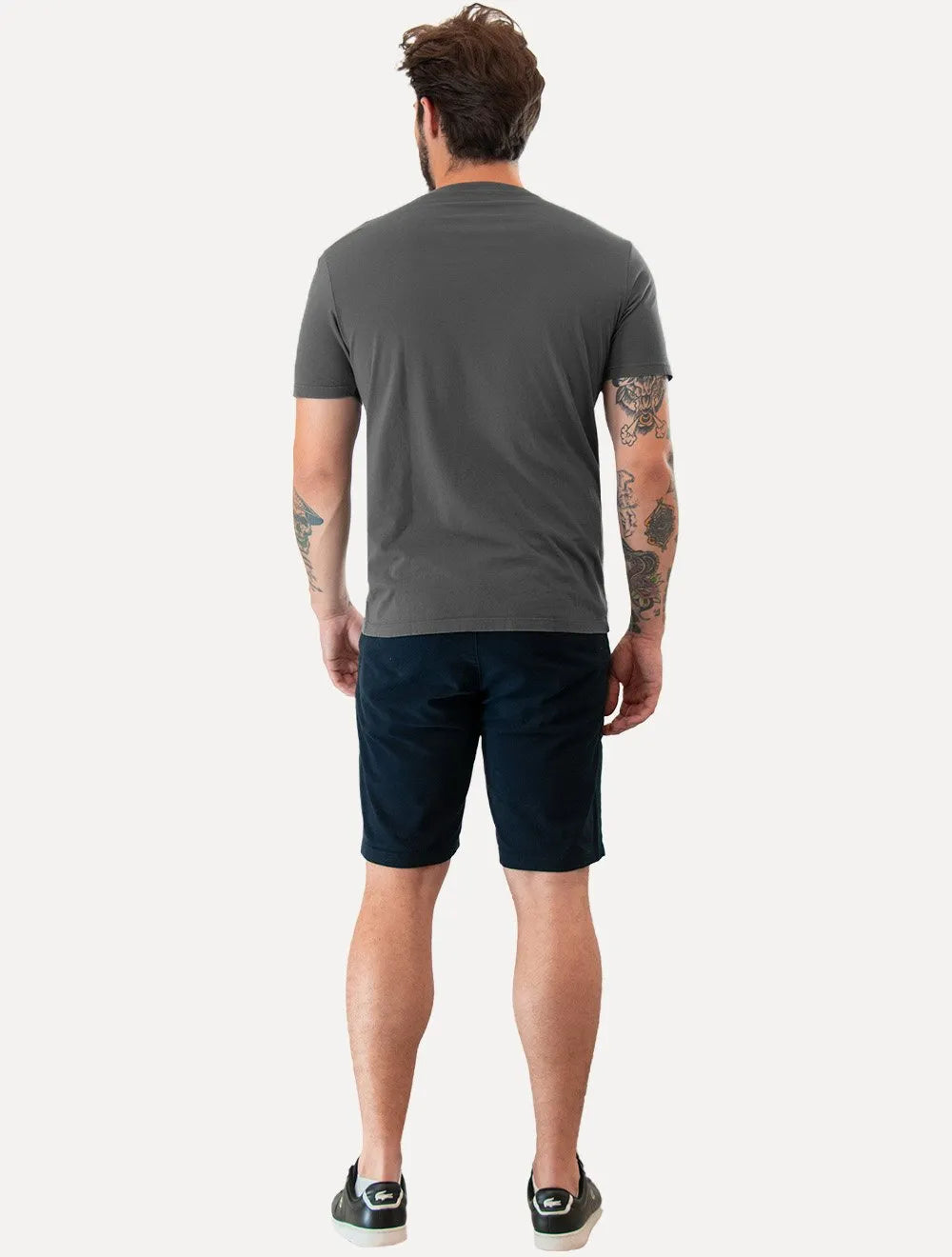 Camiseta Guess Masculina Grey Silk Logo Cinza Escuro