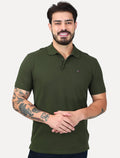 Polo Tommy Hilfiger Masculina Piquet Regular Placket Verde Escuro