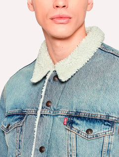 Jaqueta Jeans Levis Masculina Sherpa Trucker Azul Claro