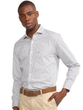 Camisa Aramis Masculina Regular Tricoline Micro Grid Xadrez Azul Preta Branca