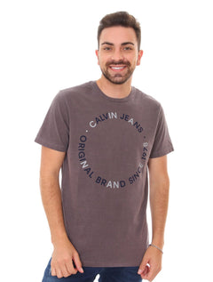 Camiseta Calvin Klein Jeans Masculina Original Circle Bordô