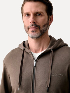Moletom Armani Exchange Masculino Com Capuz Full Zip Subtle Logo Marrom