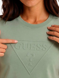 Camiseta Guess Feminina Bust Embroidery Logo Verde Claro