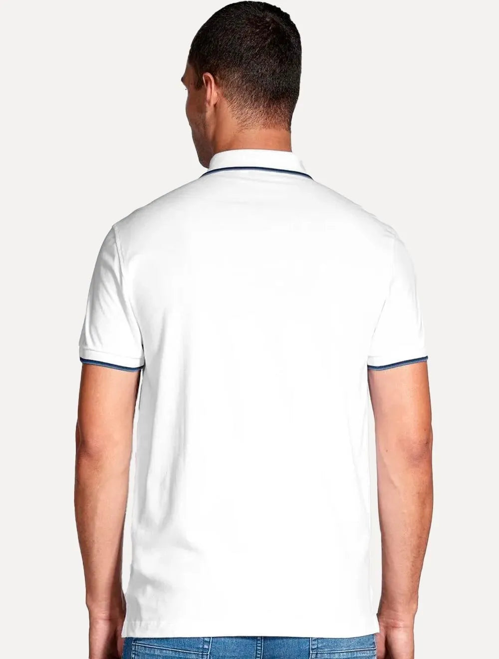Polo Aramis Masculina Regular Piquet 4 Frisos Blue Branca