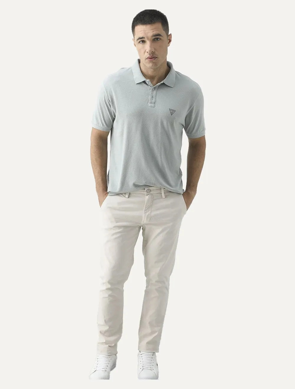 Polo Guess Masculina Piquet Cinza Médio