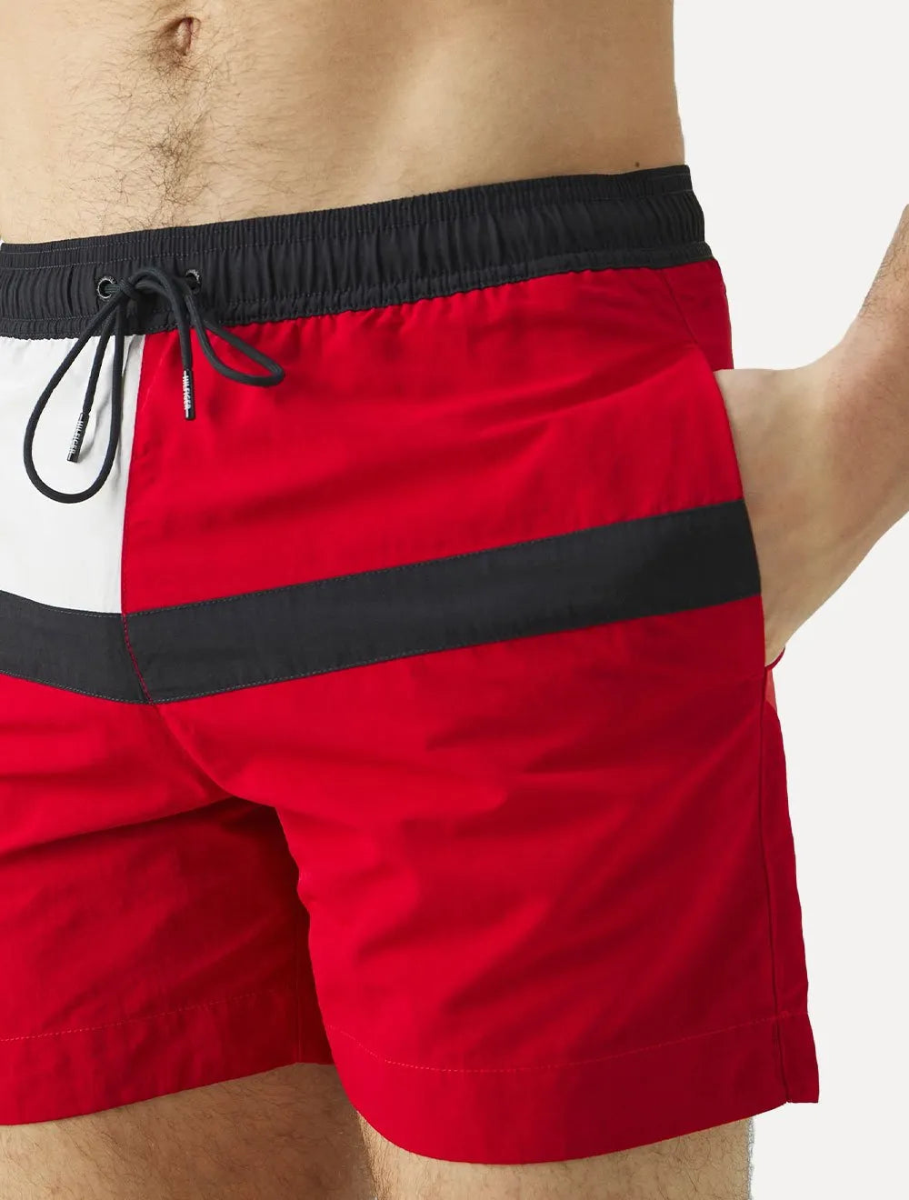 Short Tommy Hilfiger Medium Drawstring Colourblock Sash Vermelho.