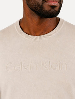 Suéter Calvin Klein Jeans Masculino Tricot Gola Careca Liso Areia