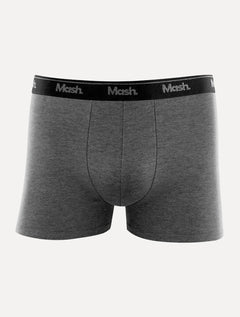 Cueca Mash Boxer Cotton Basic Dark Logo Cinza Mescla Escuro