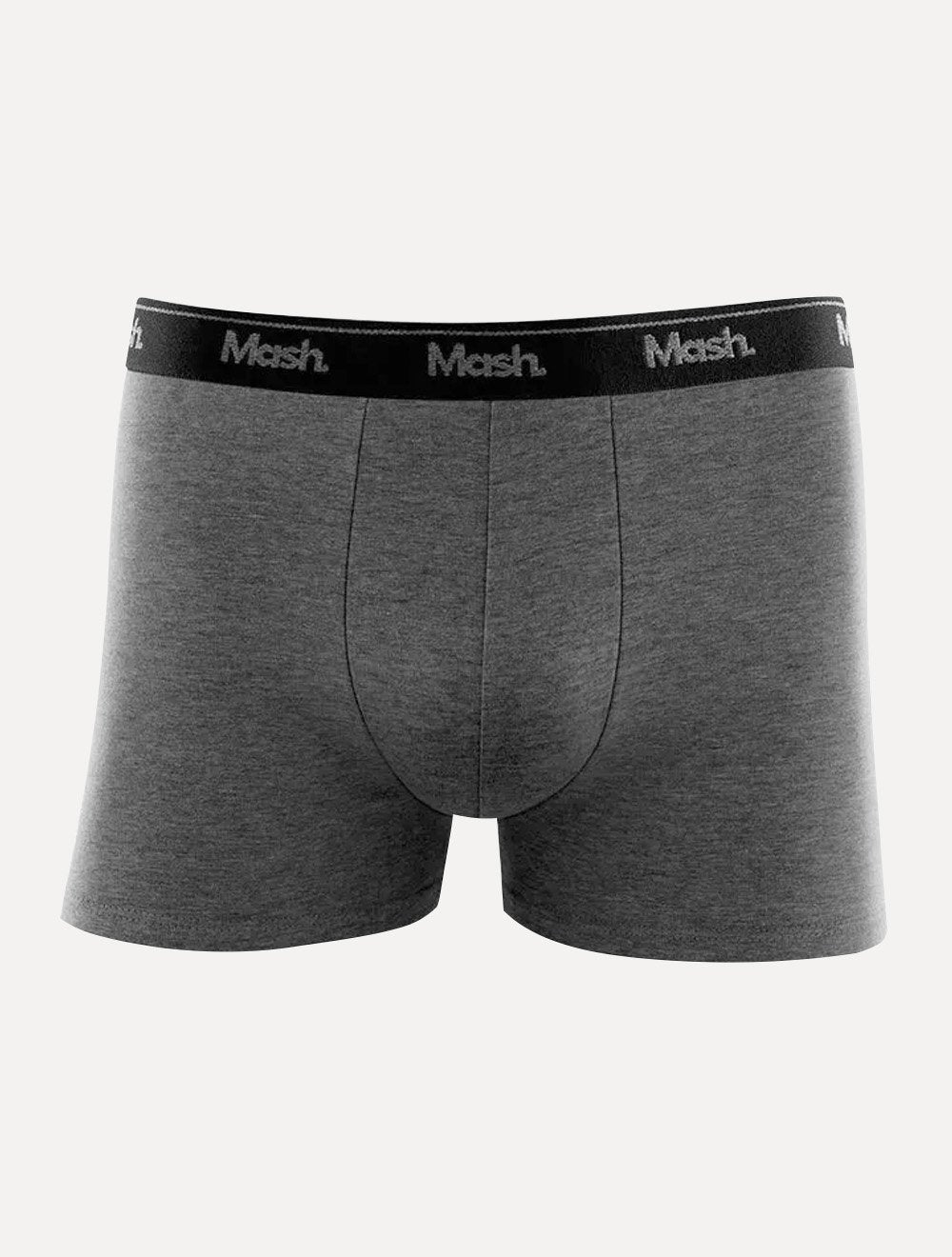 Cueca Mash Boxer Cotton Basic Dark Logo Cinza Mescla Escuro