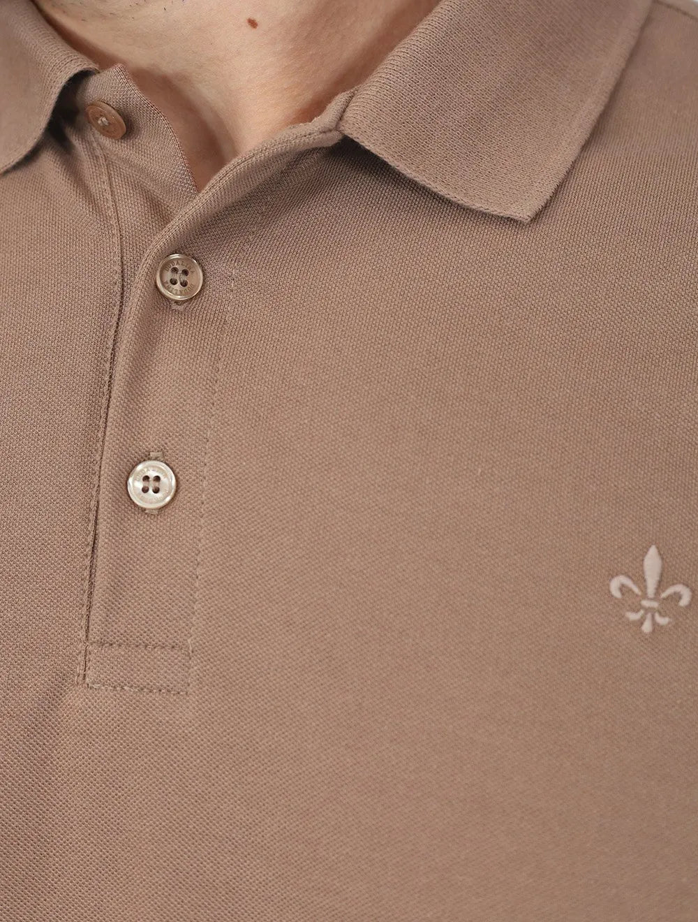 Polo Dudalina Piquet Essentials Cotton Basica Marrom Claro