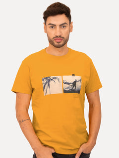 Camiseta Osklen Masculina Regular Vintage Tropical Winds Amarelo Escuro